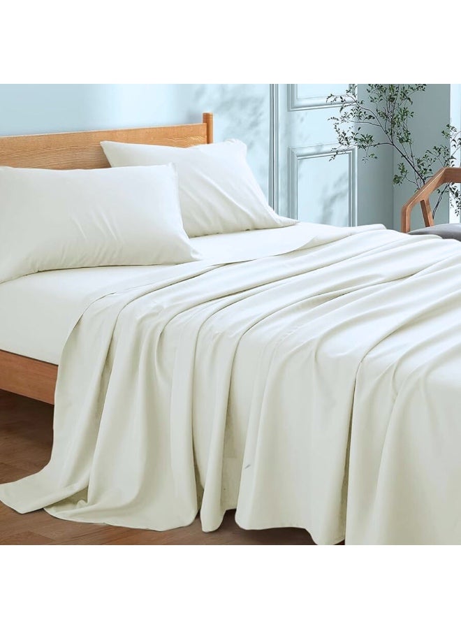 Deluxe Ivory White Comfy Flat Bed Linen Set (3 Pieces) - 180 x 240 cm - Image 2